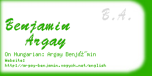 benjamin argay business card